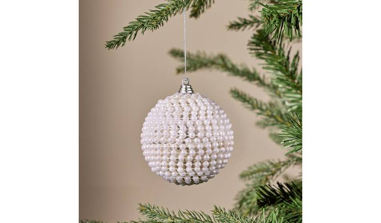 Argos Home Pearl Wrapped Christmas Bauble