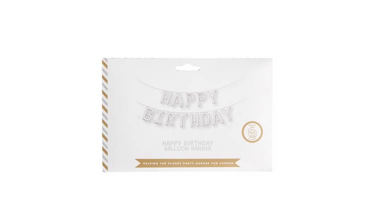 Mad Party Silver Happy Birthday Foil Balloon Banner