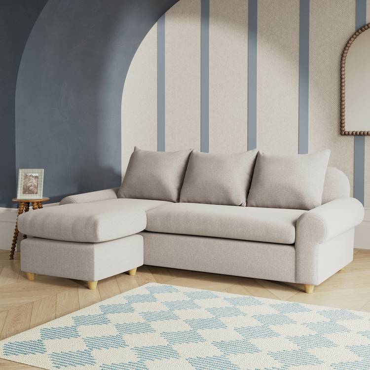 Habitat Whitby Reversible Chaise Sofa - Stone - Ash Leg 0