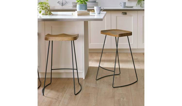 Julian Bowen Travis Pair of Bar Stools - Brown