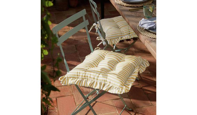 Wylder Ruffle Pack of 2 Outdoor Seat Pads - Yellow