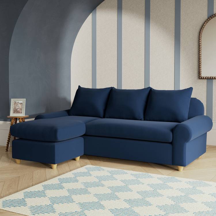 Habitat Whitby Reversible Chaise Sofa - Navy Blue - Ash Leg 0