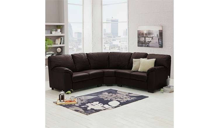 Argos Home Milano Leather Corner Sofa - Chocolate