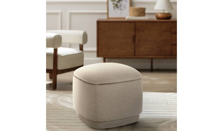 Habitat Polly Fabric Storage Footstool - Natural