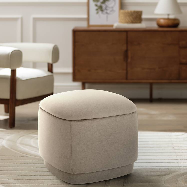 Habitat Polly Fabric Storage Footstool - Natural 0
