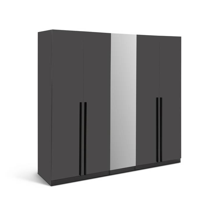 Habitat Munich 5 Door Mirror Wardrobe - Anthracite 0