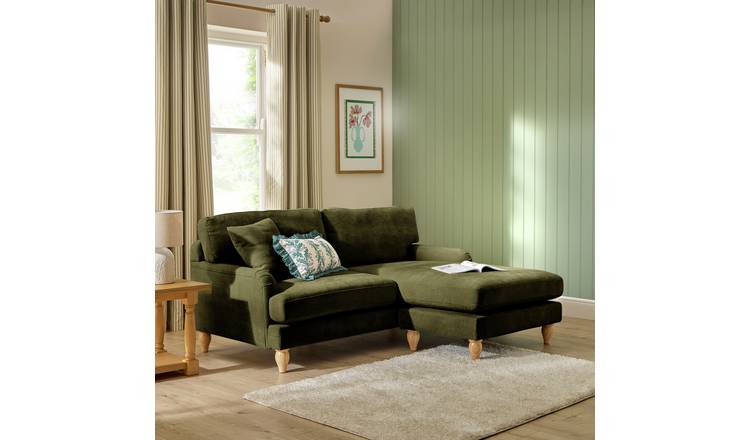Argos Home Cynthia Fabric Corner Chaise Sofa - Moss Green