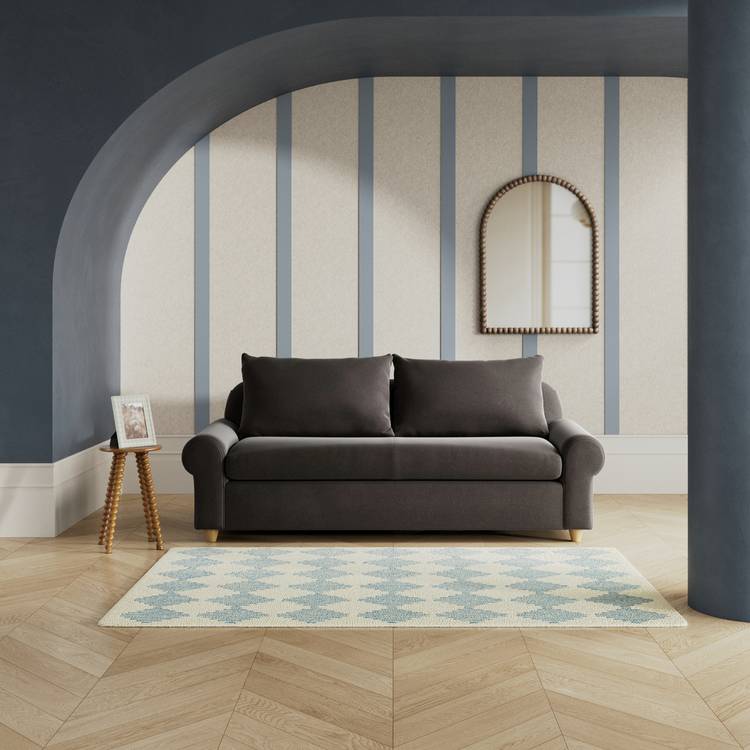 Habitat Whitby Velvet 3 Seater Sofa - Slate Grey - Ash Leg 0