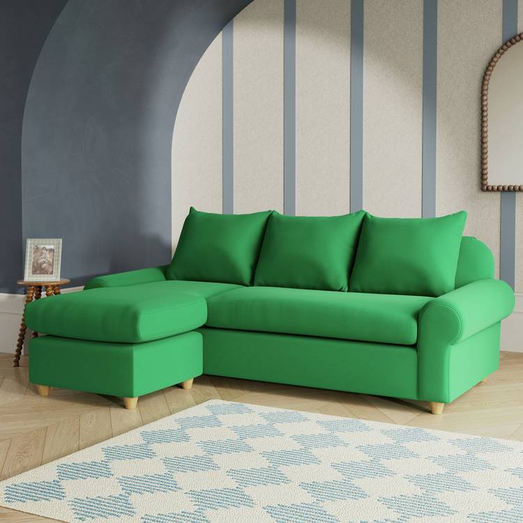 Habitat Whitby Reversible Chaise Sofa -Emerald Green-Ash Leg 0