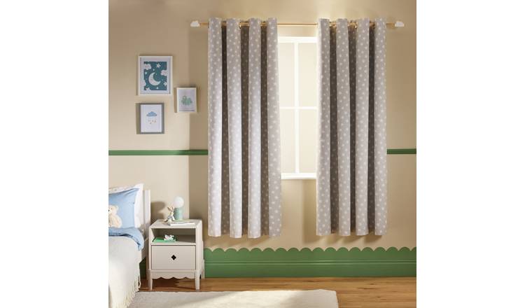 Argos Home Star Eyelet Blackout Curtain - Grey - 168x137cm