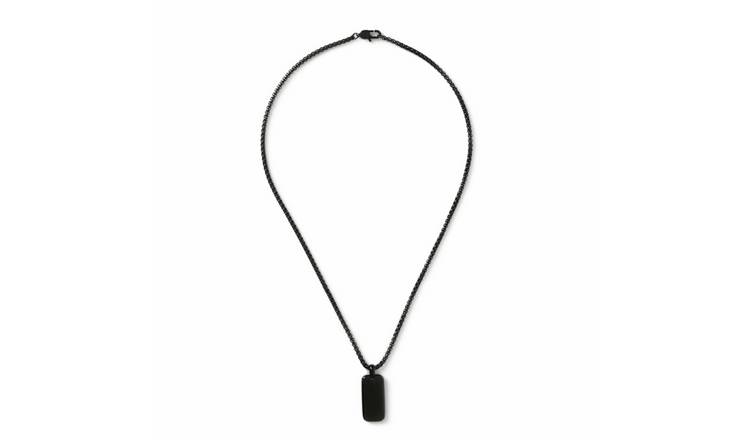 Uncommon Souls Black Tone Dog Tag Pendant Necklace