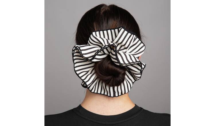 Freedom Black Stripe Ruffle Hair Scrunchie