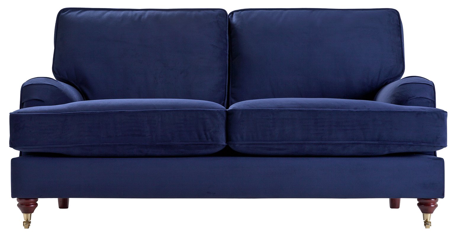 Argos Home Abberton 3 Seater Velvet Sofa - Navy