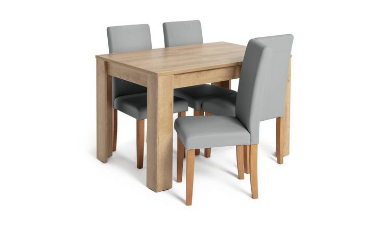 Buy Argos Home Miami Oak Effect Extending Table & 4 Grey ...