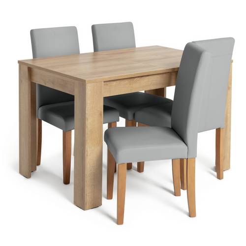 Buy Argos Home Miami Oak Effect Extending Table & 4 Grey Chairs