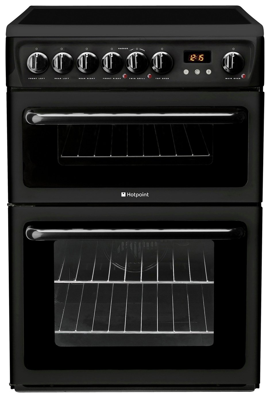 Hotpoint HAE60K 60cm Double Oven Electric Cooker - Black