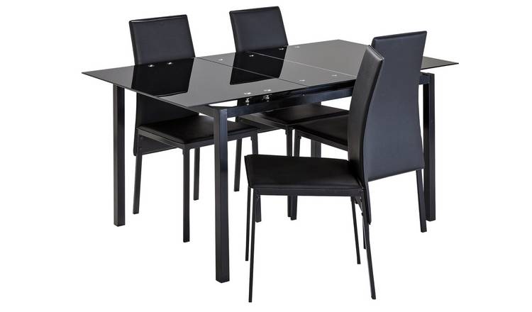 Black glass on sale round table