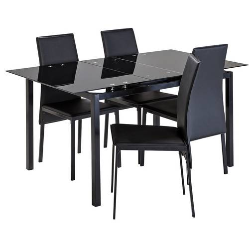 Buy Argos Home Lido Glass Extending Table & 4 Black Chairs | Dining