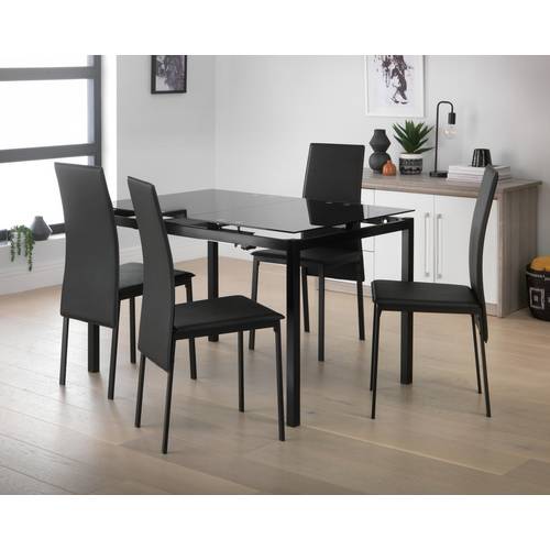 Buy Argos Home Lido Glass Extending Table & 4 Black Chairs | Dining