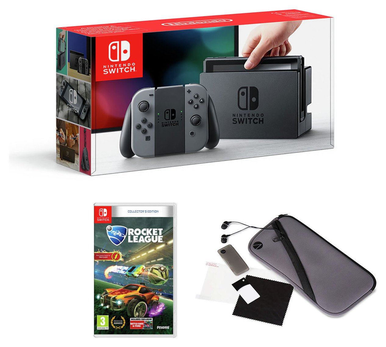 Nintendo Switch Console Grey with Rocket League & Acc Pack