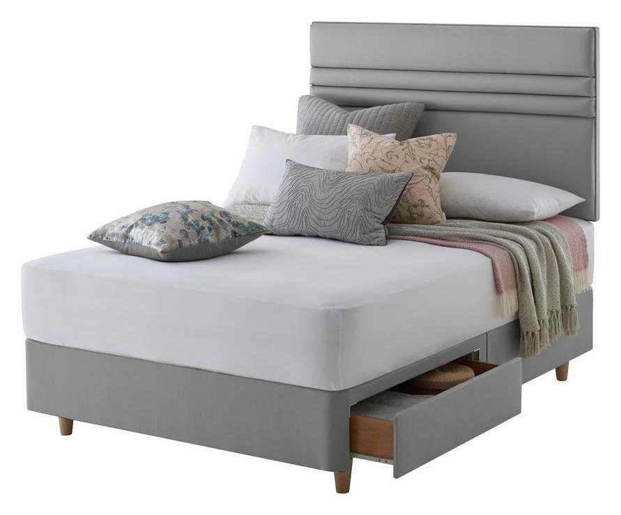 Silentnight Roma 2 Drawer Superking Divan & Headboard - Grey