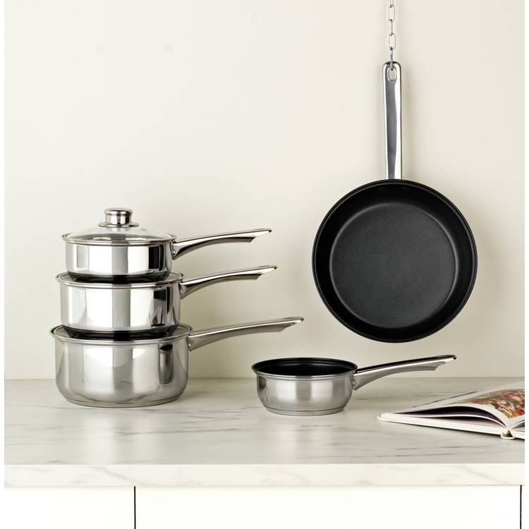 Argos Home 5 Piece Stainless Steel Pan Set 0