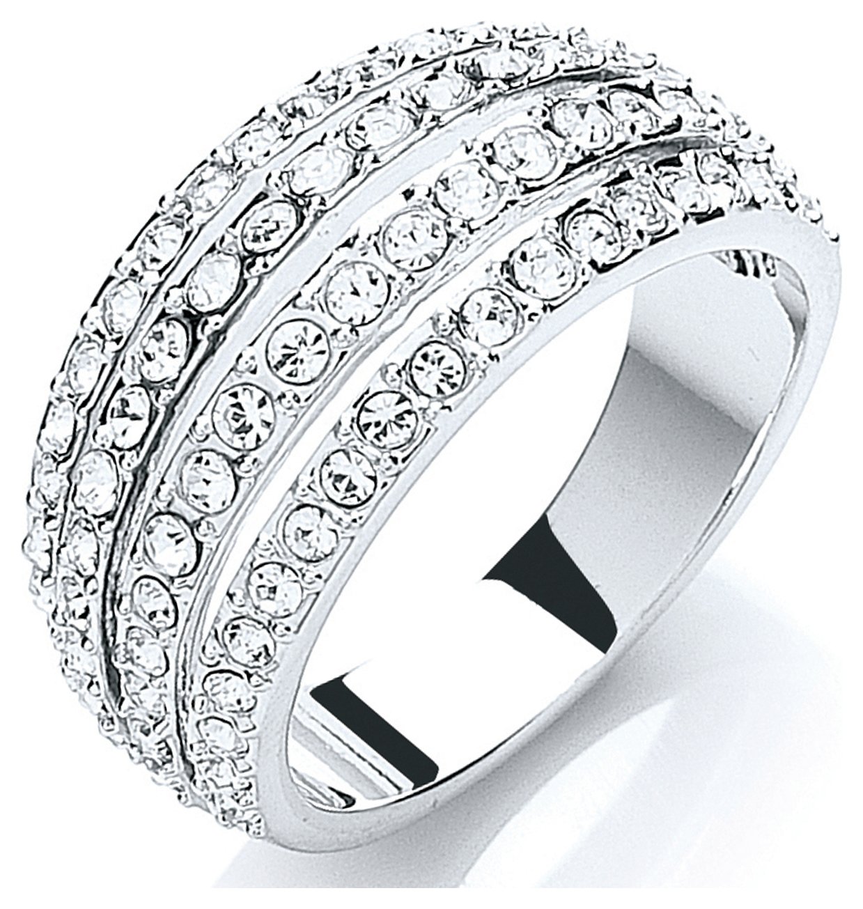 Buckely Silver Colour Pave Crystal Strands Ring