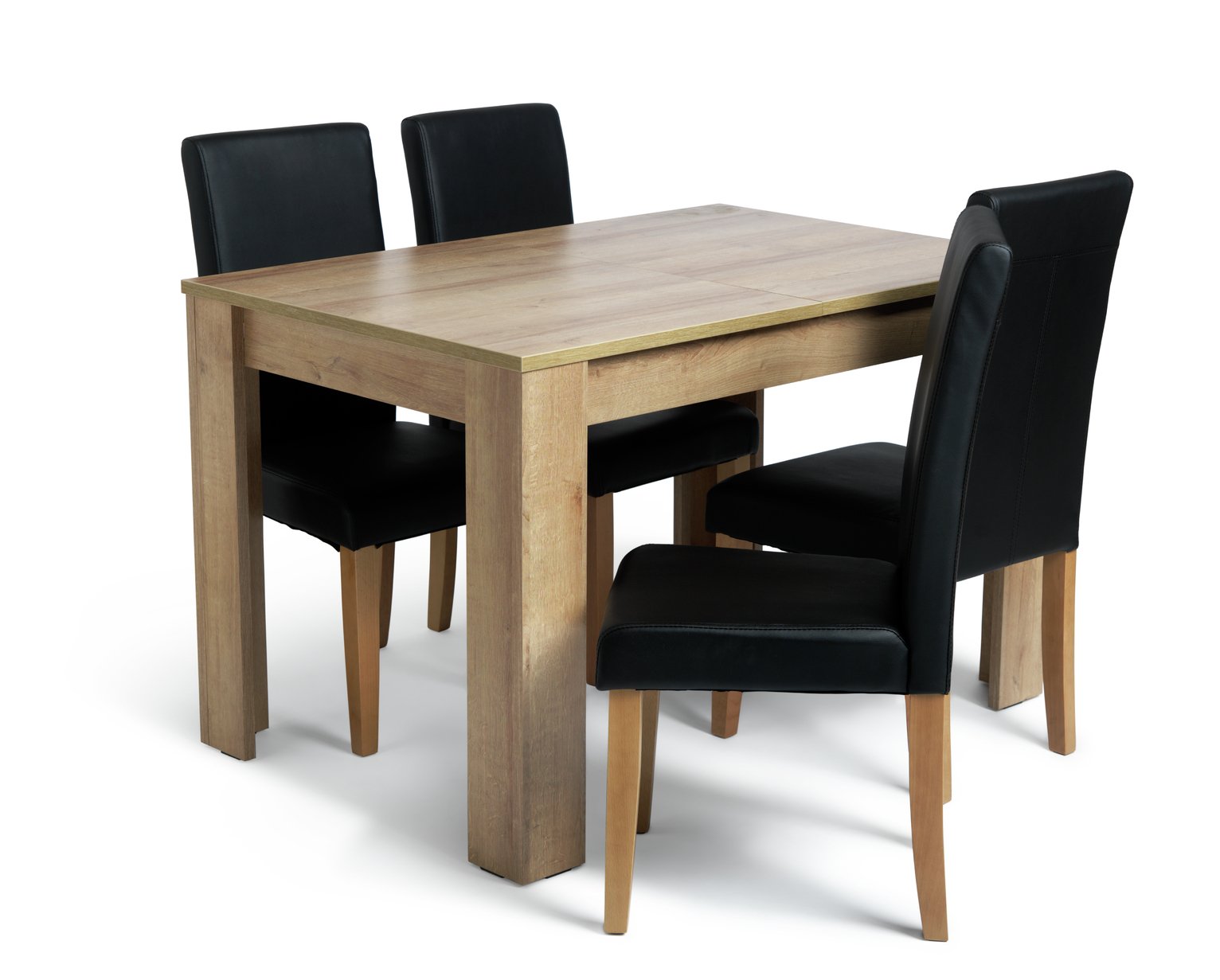 Argos Home Miami Oak Effect Extending Table & 4 Black Chairs