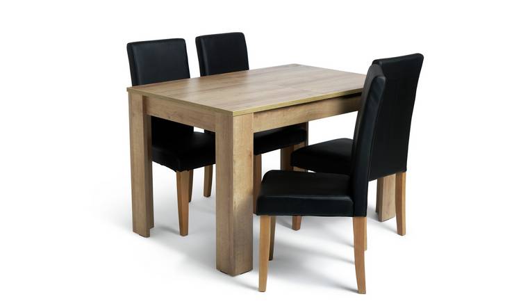 Buy Argos Home Miami Oak Effect Extending Table & 4 Black Chairs