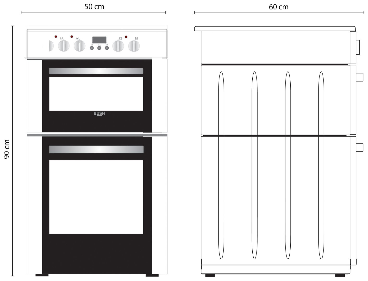 Bush DHBEDC50W 50cm Double Oven Electric Cooker Reviews