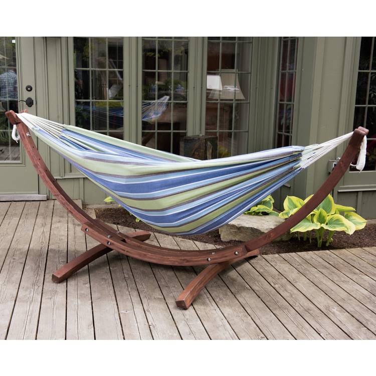 Vivere Oasis Double Hammock with Wooden Stand 0