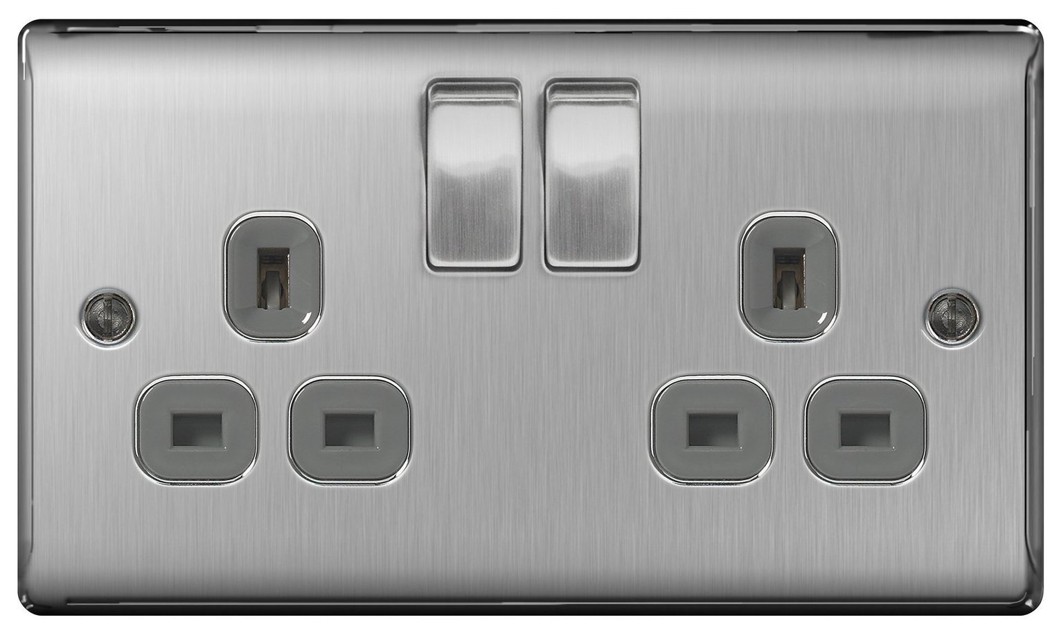 BG 2 Gang Sockets - Brushed Stainless Steel