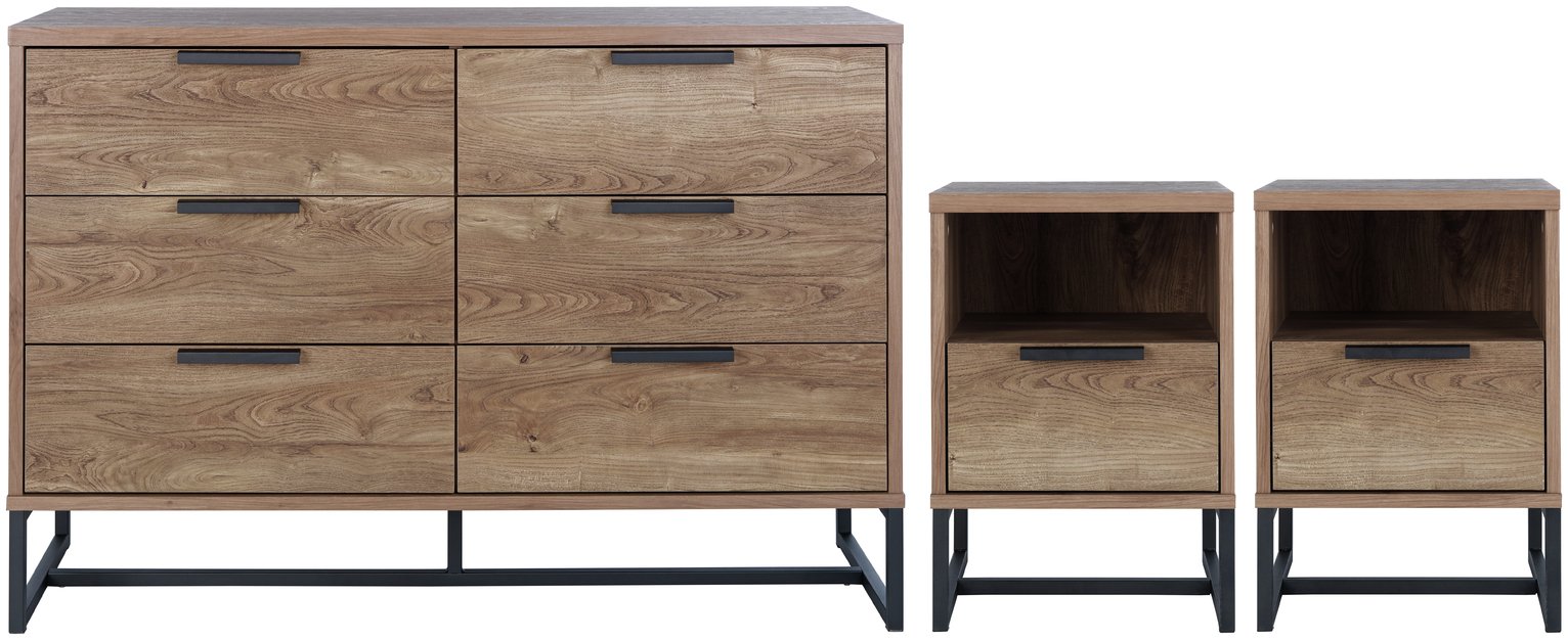 Habitat Nomad 2 Bedsides & 3 3 Drawer Set - Oak Effect