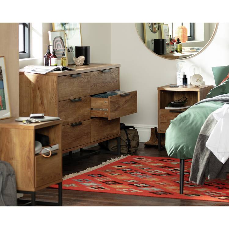 Habitat Nomad 2 Bedsides & 3+3 Drawer Set - Oak Effect 0