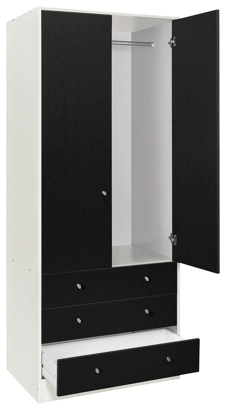 Argos Home Malibu Black White 2 Door 3 Drawer Wardrobe Reviews