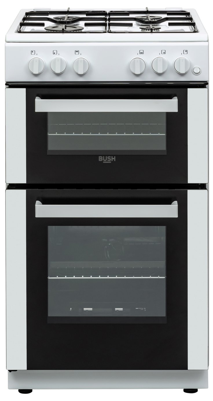 Bush BGC50DW 50cm Double Oven Gas Cooker - White