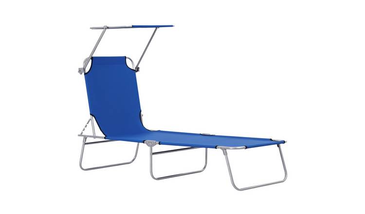 Outsunny Oxford Fabric Foldable Reclining Garden Sun Lounger - Blue