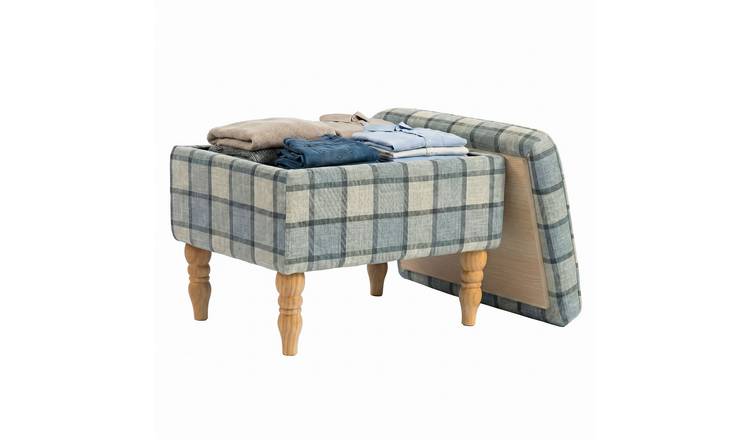 HOMCOM Rectangular Linen-Look Fabric Upholstered Footstool - Grey