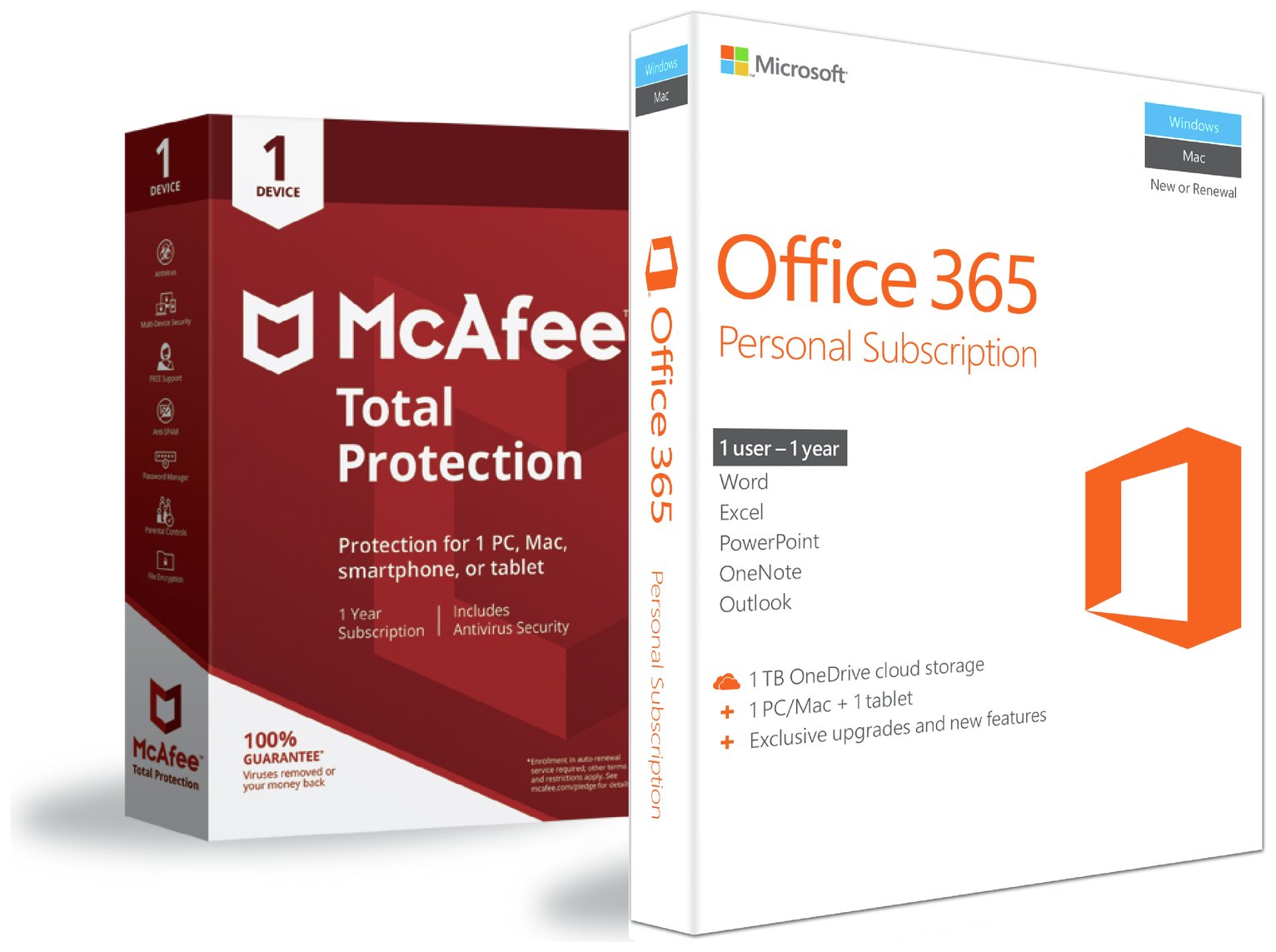 Microsoft Office 365 Personal, Mcafee TP 1 Year 1 User