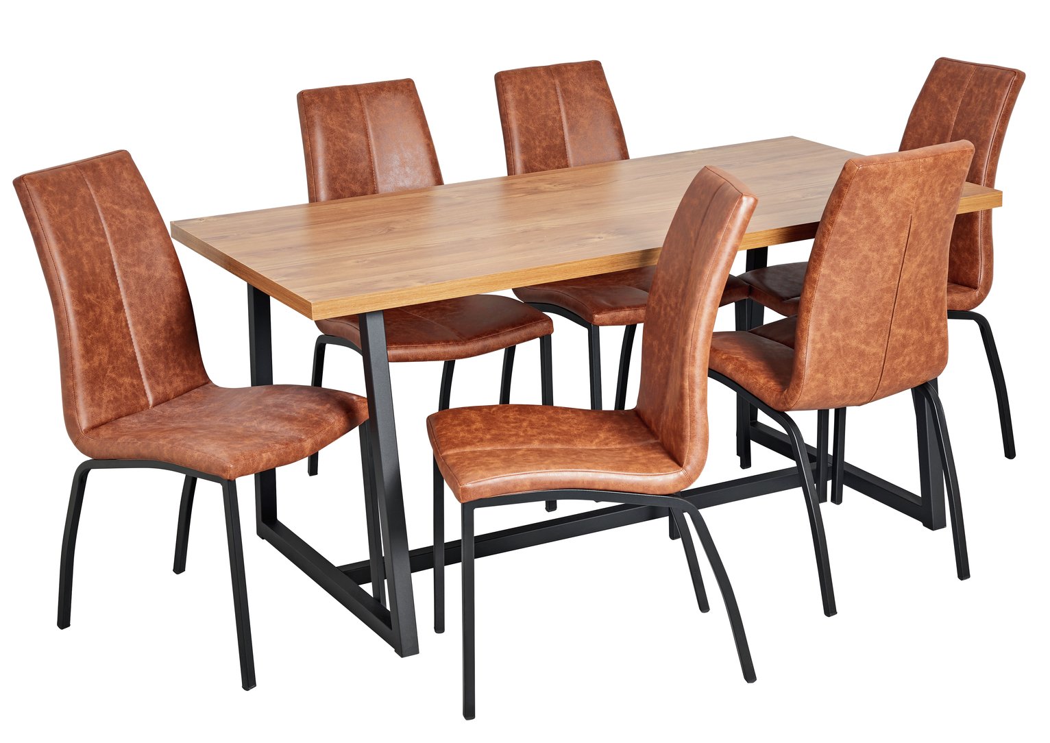 Argos Home Nomad Oak Effect Dining Table & 6 Milo Chairs