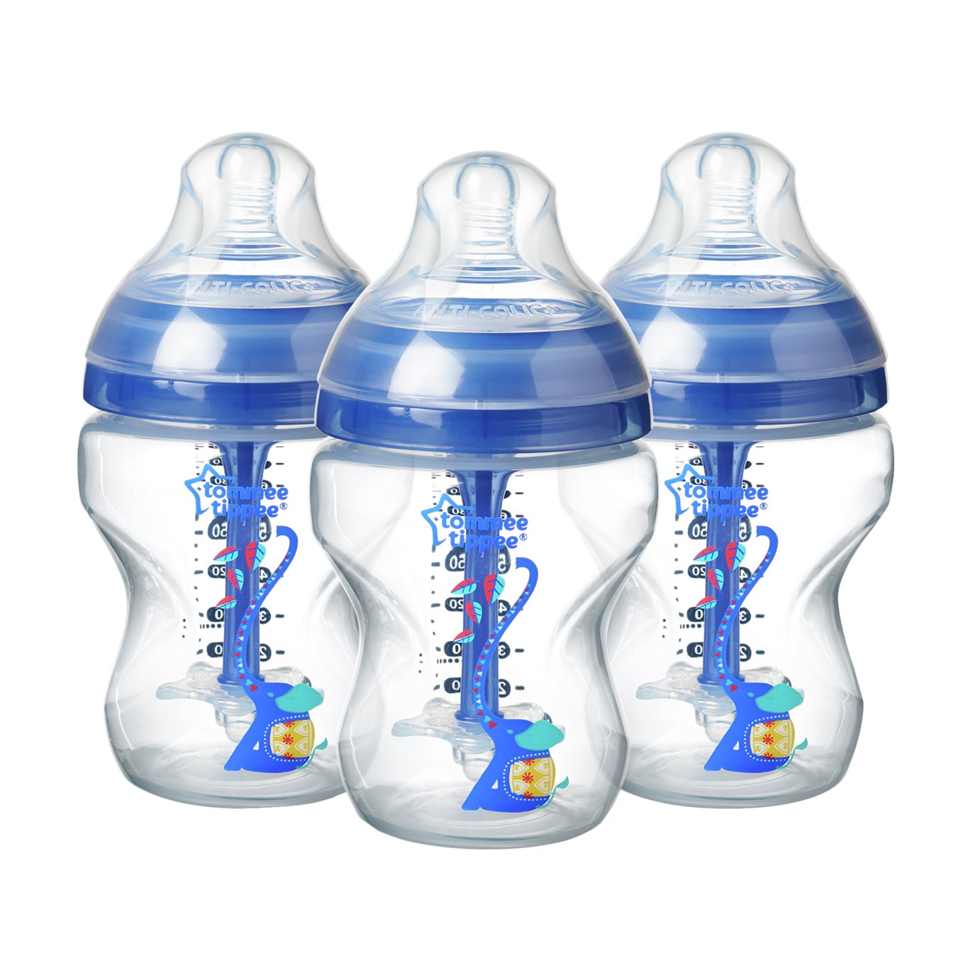Tommee Tippee Advanced Anti-Colic Blue Bottles - 260ml x 3