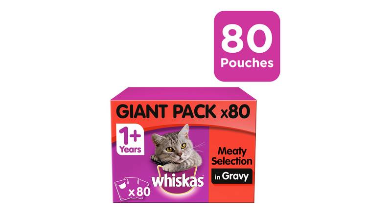 Whiskas 1+ Cat Pouches Meat Selection in Gravy 80 Pouches