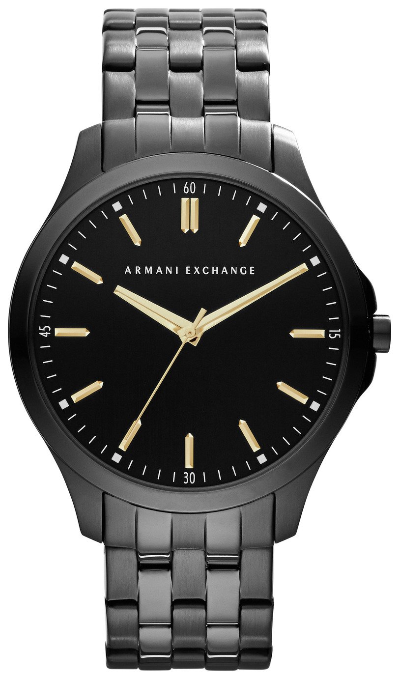 armani exchange men's black stainless steel bracelet watch