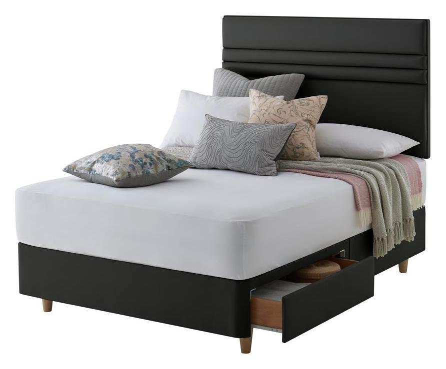 Silentnight Roma 2 Drw Kingsize Divan & Headboard - Ebony