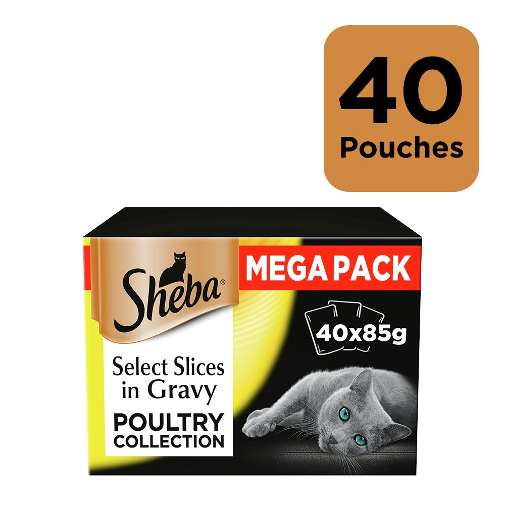 Sheba Select Slices Cat Food Poultry in Gravy 40 Pouches