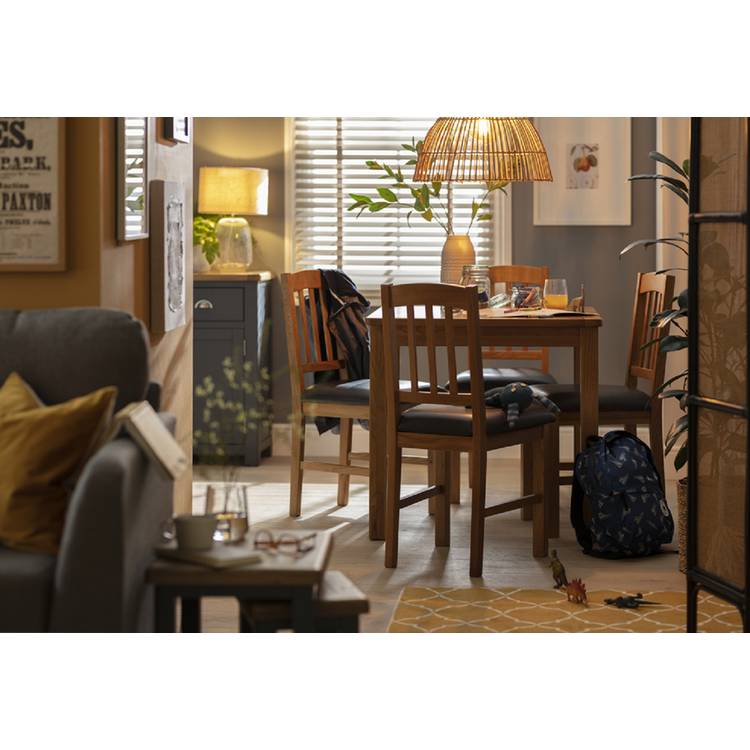 Argos Home Ashwell Extend Oak Dining table & 4  Brown Chairs 0