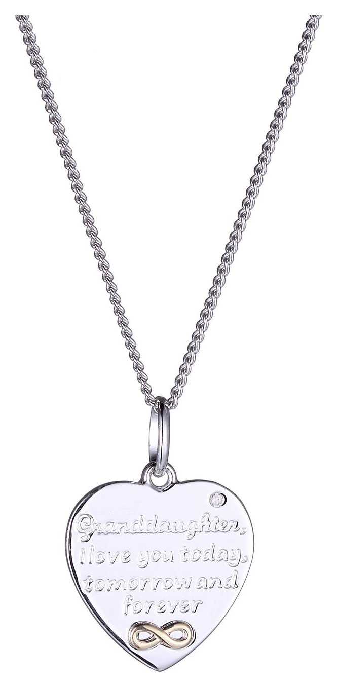 Moon & Back Diamond Granddaughter Pendant Necklace