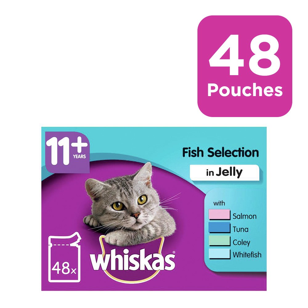 Whiskas 11  Senior Cat Food Fish in Jelly 48 Pouches