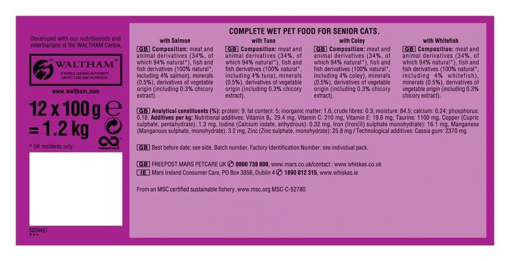 Whiskas 11+ Senior Cat Food Fish in Jelly 48 Pouches Review