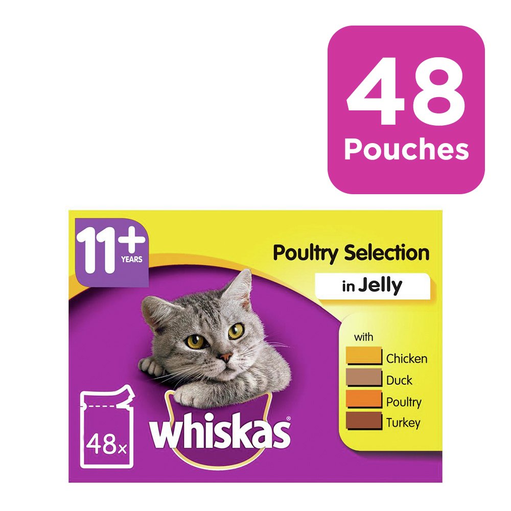 Whiskas 11  Senior Cat Food Poultry in Jelly 48 Pouches